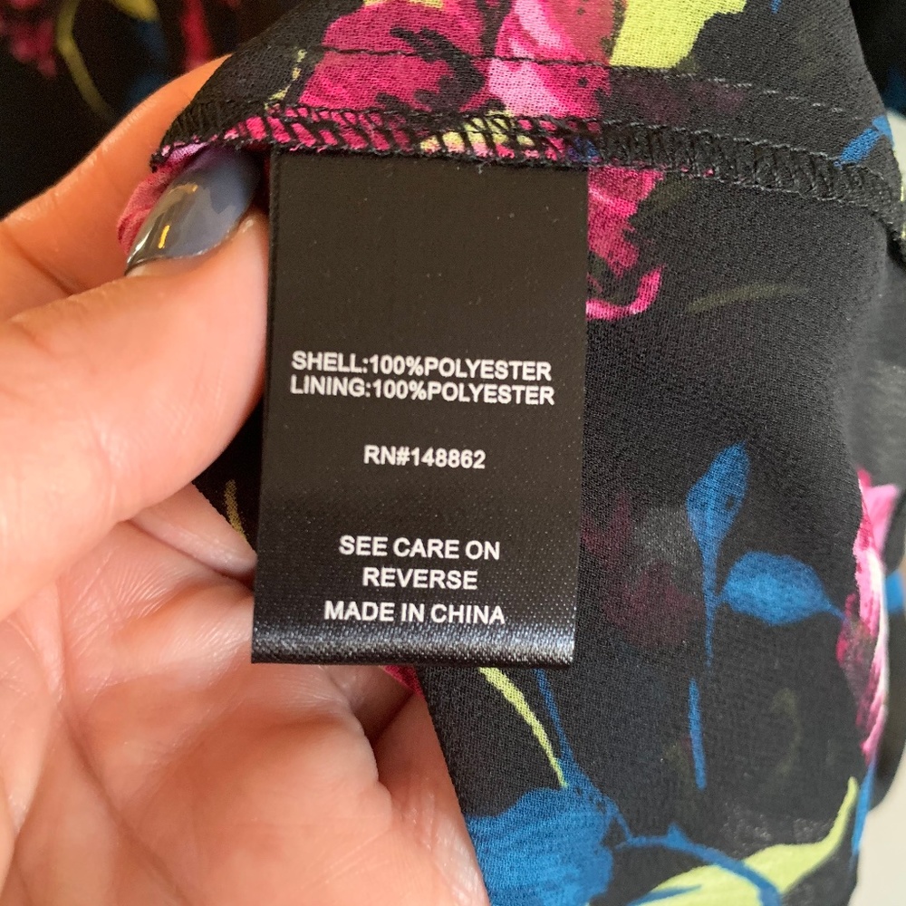 Torrid Black Floral Chiffon Shirt Dress - Picture 4 of 7